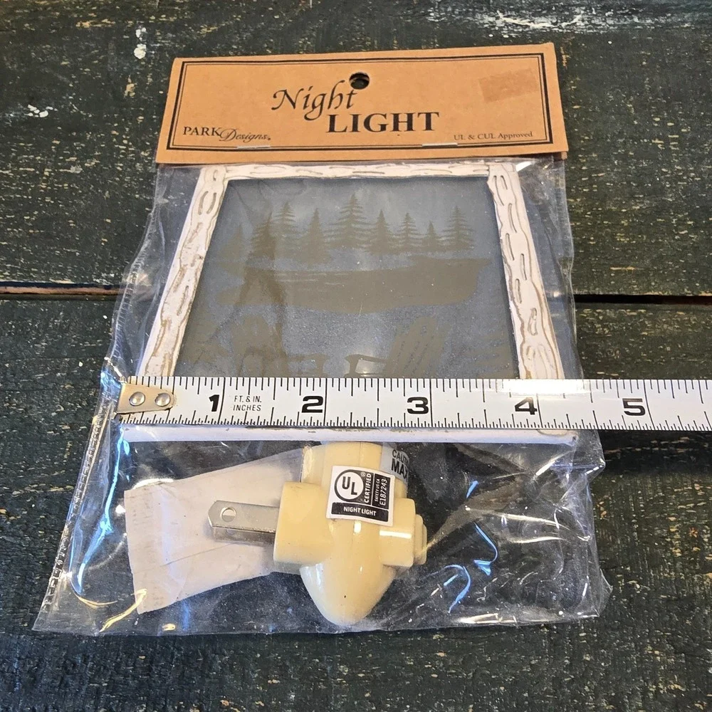 Adirondack Chair Night Light ~ Lake Pine Trees Glass & Metal Park Designs NEW
